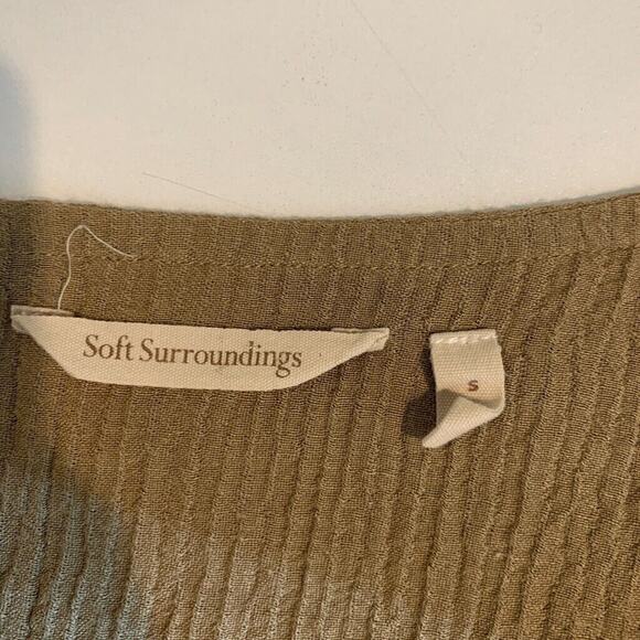 Soft Surroundings Top Women S Small Mushroom Ramie Blend Split Neck Gauzy Blouse - Picture 7 of 10